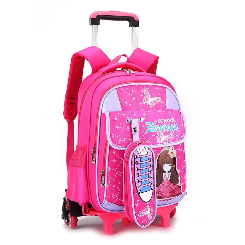 

2019 kids removable school bags teenager orthopedic backpack children travel trolley backpack for girls Princess trolley bookbag