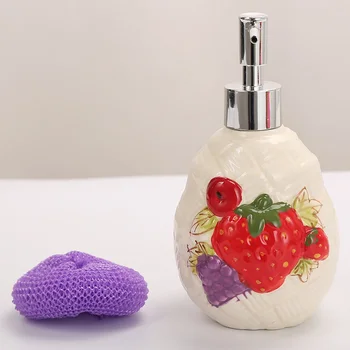 

Exquisite Bathroom Soap Dispenser Handpainted Cute Fruit Porcelain Lovely Decoration Collectible European Style Wash Ceramic