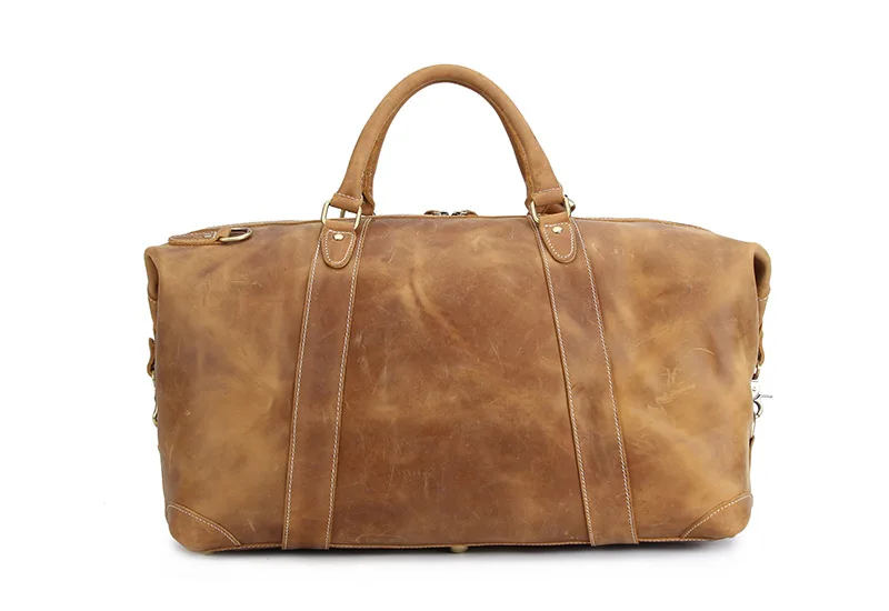 Vintage Crazy Horse Genuine Leather Men's Travel Bag Large Luggage Duffel Tote Weekend Big M110