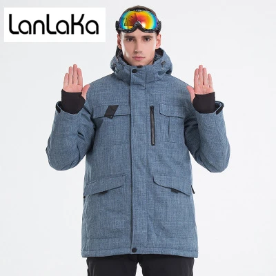 LANLAKA новая брендовая лыжная куртка, Мужская зимняя водонепроницаемая куртка, высококачественные Куртки для сноубординга, ковбойские-синие лыжные куртки для мужчин