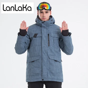 

LANLAKA 2019 New Brand Ski Jacket Men Winter Waterproof Coat High-Quality Snowboarding jackets Cowboy-Blue Ski Jackets Male ske
