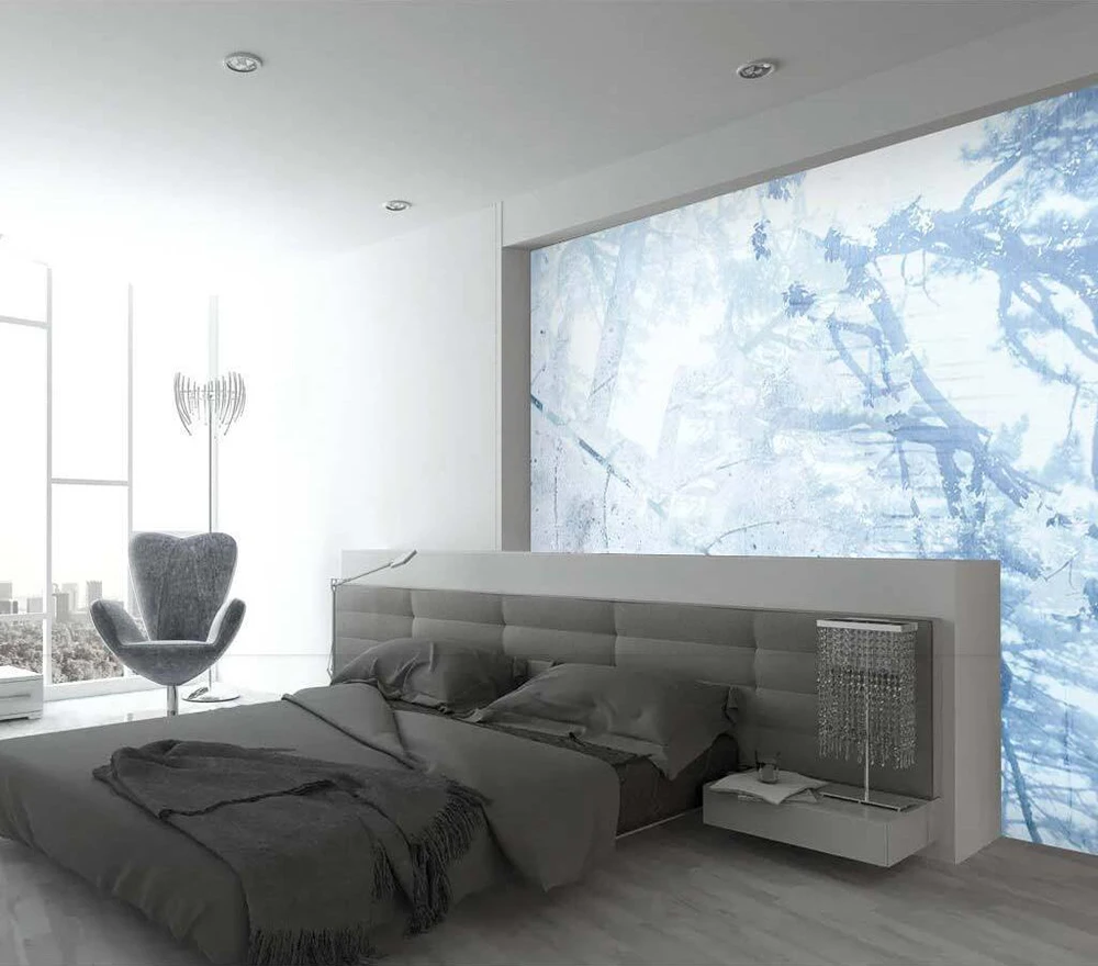 Декоративные обои светло-голубой туман фоне стены живопись