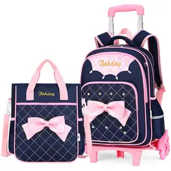 Школьная сумка на колесах для девочек с 3 Рюкзак на колесиках детская дорожная сумка на колесиках школьный рюкзак для детей Mochilas сумка