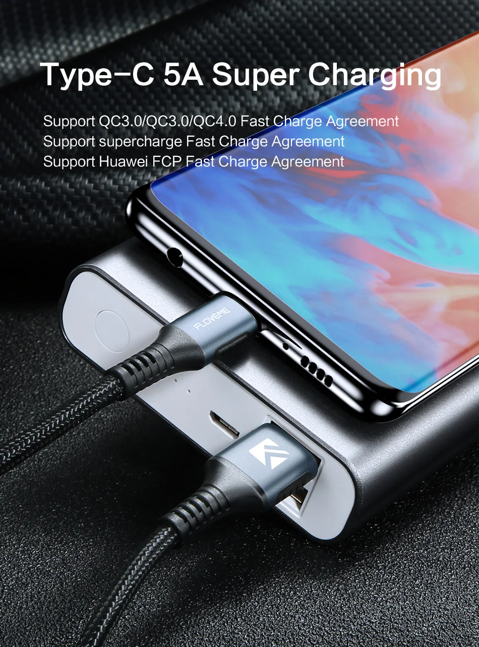 FLOVEME 5A usb type C кабель для huawei P30 P20 Pro mate 30 Lite USBC Быстрая зарядка зарядное устройство USB-C type-C кабель для samsung