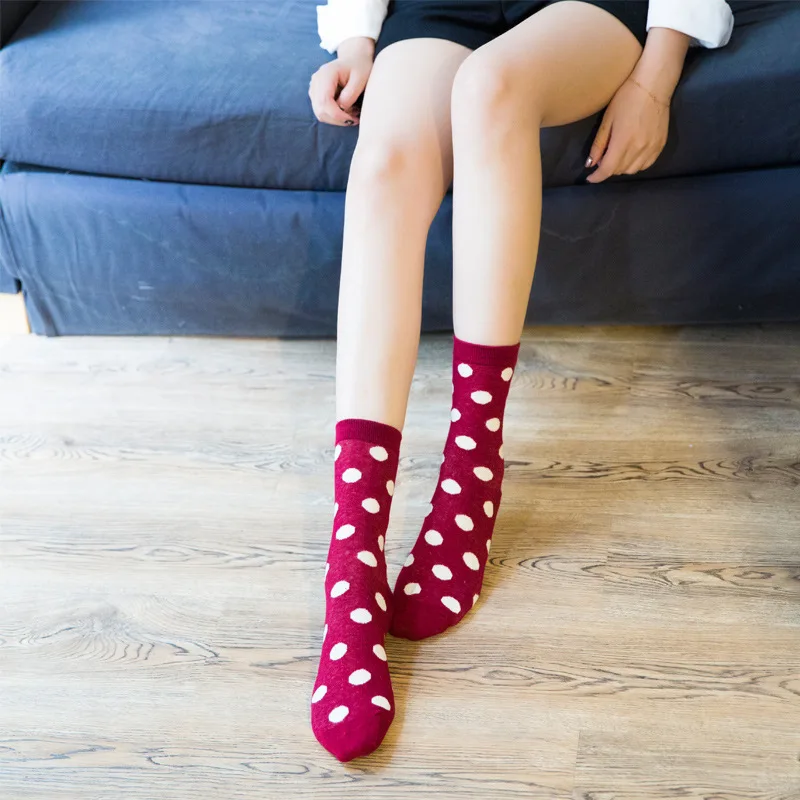 Теплые хлопковые женские носки в горошек в стиле хип-хоп, крутые Повседневные носки, женские красные носки для скейтборда, носки в горошек, весенние современные носки