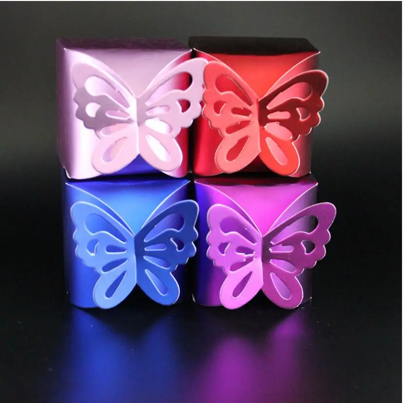 New DIY Candy Gift Box 50Pcs/lot Butterfly Candy Box Paper Gifts Box for Wedding Birthday Party