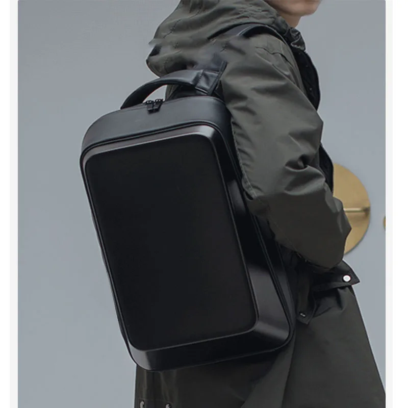  Xiaomi BEABORN Black Square Shoulder Bag 15.6inch Laptop Backpacks PU PC Waterproof Fashion Casual 