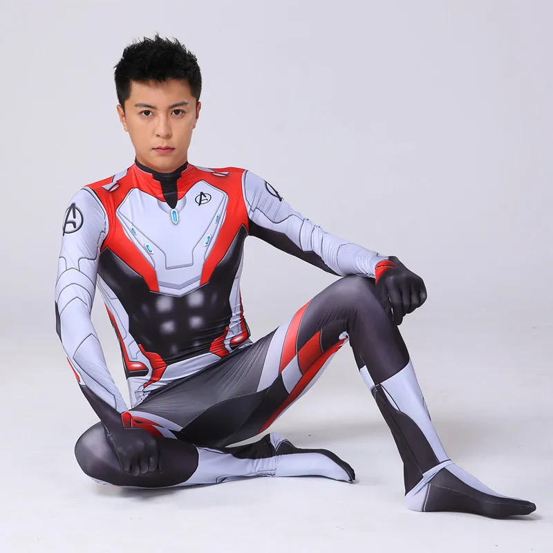 Adult Kids Avengers Endgame Quantum Costumes Superhero Cosplay Zentai Jumpsuits Halloween Party Dress Suit Bodysuit