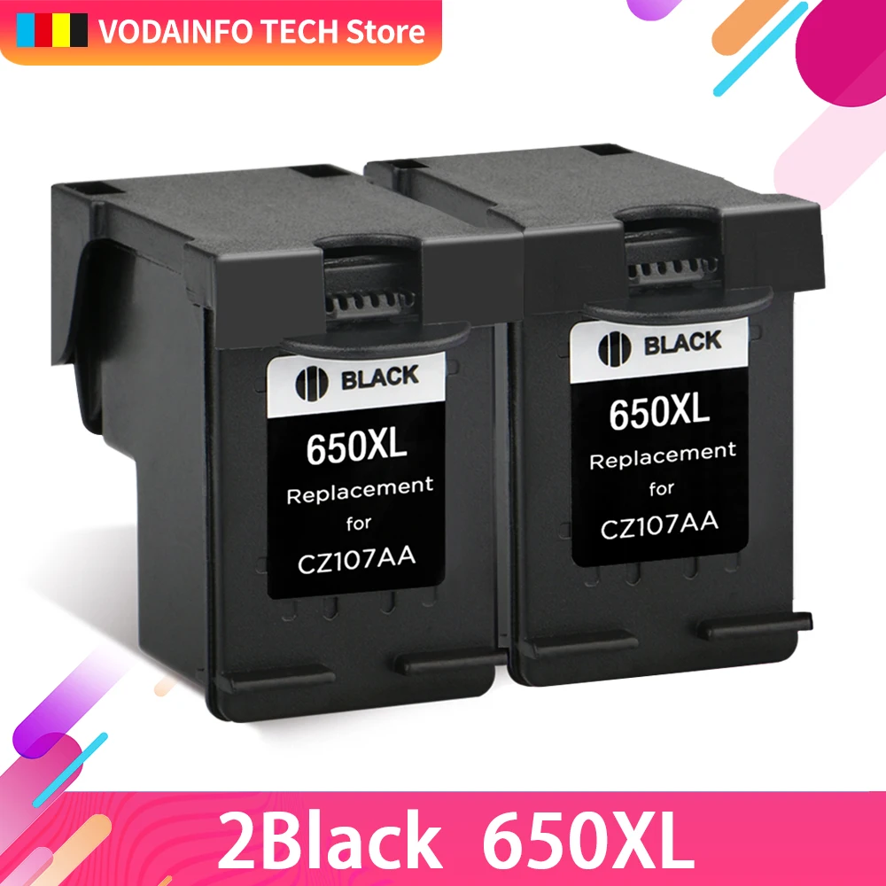 

QSYRIANBOW 2 Pack Black Ink Cartridges Remanufactured For HP 650 XL HP650 HP650XL 650XL Deskjet 2545 2645 3515 4645 4510
