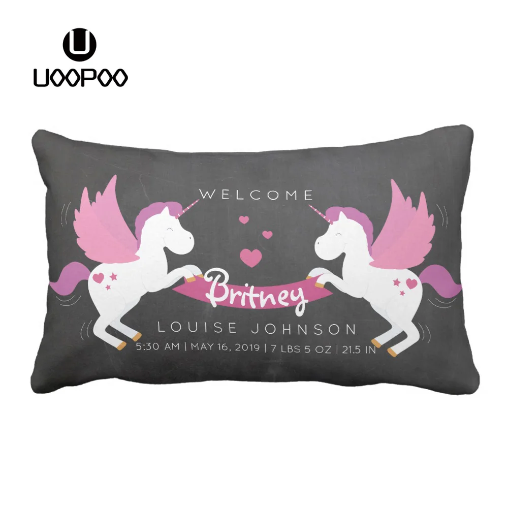 

Custom Baby Pillow Case 30x50cm Rectangle Cotton Canvas Polyester Unicorn Lumbar Pillow Case Cute Kids Cushion Covers for Sofa