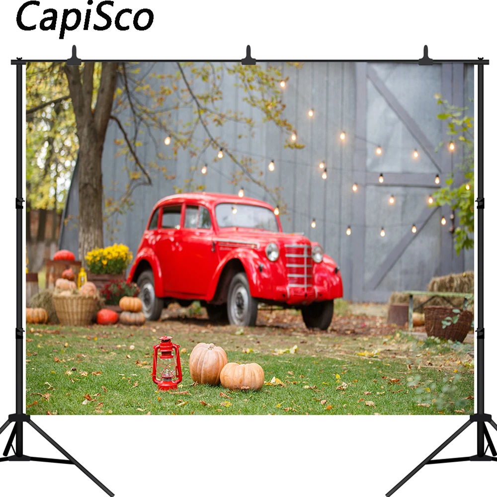 

Capisco photography backdrop Red Car Pumpkin countryside baby shower children background photo studio photocall