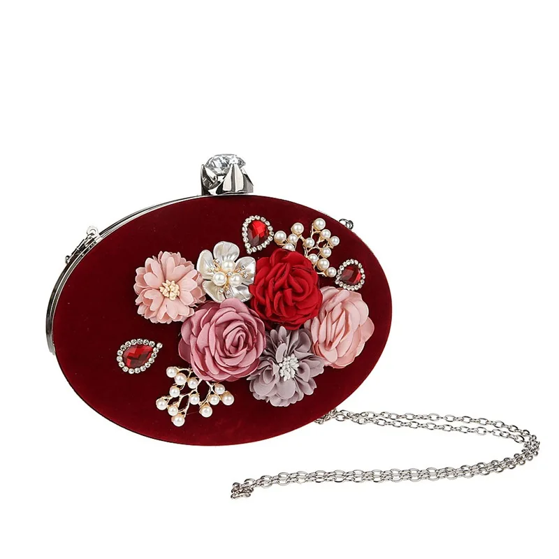 Luxy Moon Pochette Florale Rouge Vin Vue De Face