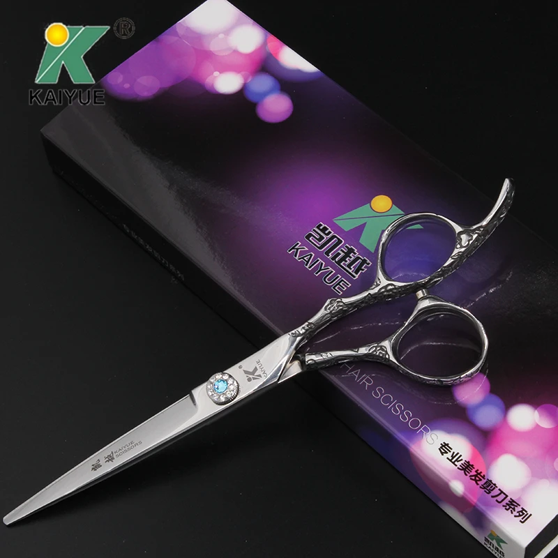 KAIYUE Fashion Rotating Handle Design Barber Scissors Convex Edge Hair