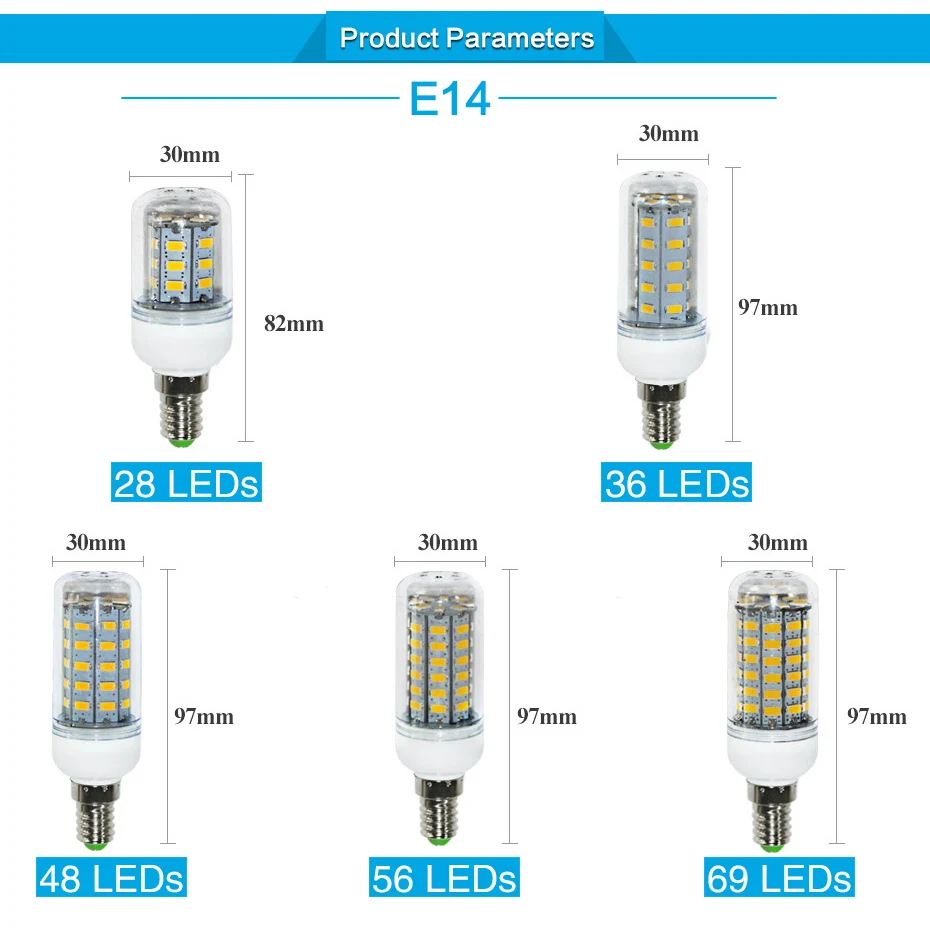 E27 E14 светодиодный лампы SMD 5730 светодиодный Кукуруза лампы 220 В 24 36 48 56 69 светодиодный s лампа Светодиодный лампа люстра светодиодный s Свеча светильник Точечный светильник