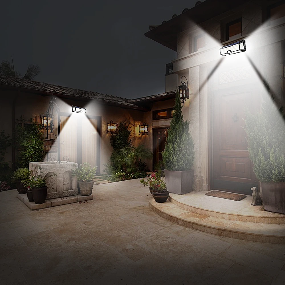 Outdoor Led Wall Light Solar Lamp Motion Sensor Waterproof 136 Led Solar Garden Light Security Gate Porch Light Outside Lighting