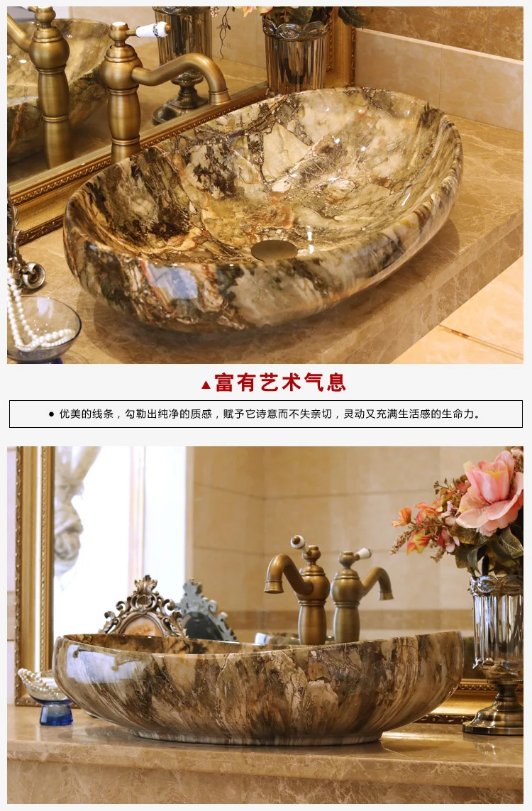 China Artistic Handmade Ceramic wash basin Round Counter top countertop wash basin bathroom sinks.