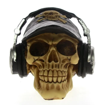 

1Piece Skull With Baseball Cap and Headphones Skeleton Figurine Statue Halloween Decor
