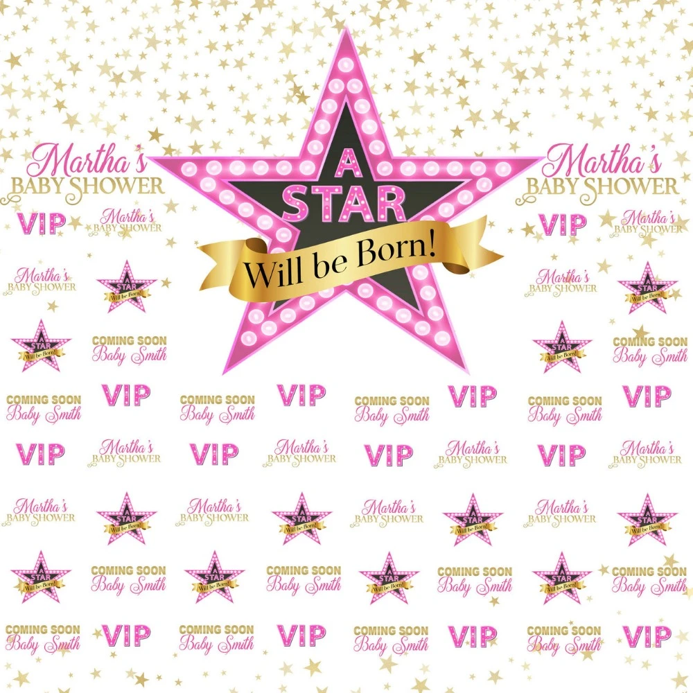 Custom Pink Gold Star Baby Shower Light Vip Backdrops High Quality Computer Print Party Backgrounds Background Aliexpress
