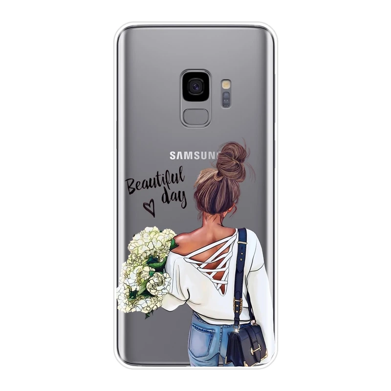 طفل النساء أمي الغطاء الخلفي لسامسونج غالاكسي ملاحظة 4 5 8 9 لينة جراب هاتف سيليكون لسامسونج غالاكسي S8 s9 plus S5 S6 S7 حافة