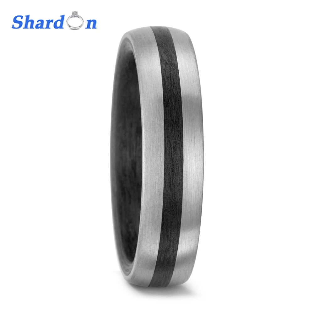 

SHARDON 2017 6MM New Style High-Tech Titanium -Pure Carbon Fiber Ring Black Engagement Wedding Bands