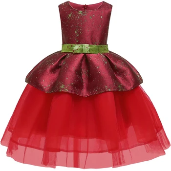 

2017 autumn Girls Elegant Prom Dress Baby Embroidery Rose Princess Dresses Children Sleeveless Mesh Party Wedding Gown Carnival