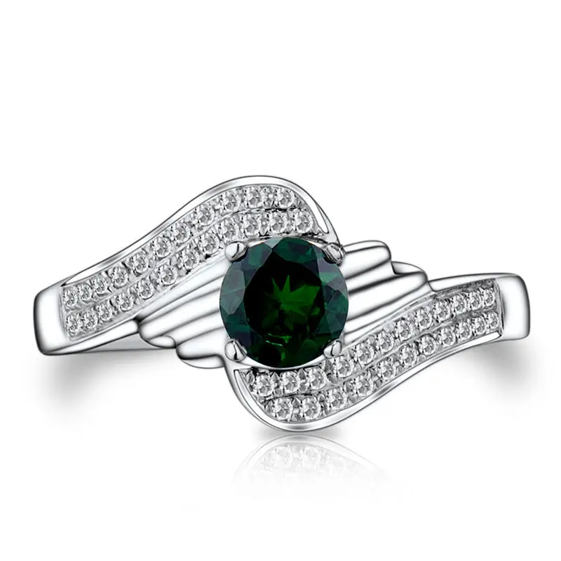 LOVERJEWELRY вечерние кольцо Твердые 14 K White Gold Natural Green цаворит кольцо на головщину Довольно Ювелирные изделия из чистых бриллиантов для Для