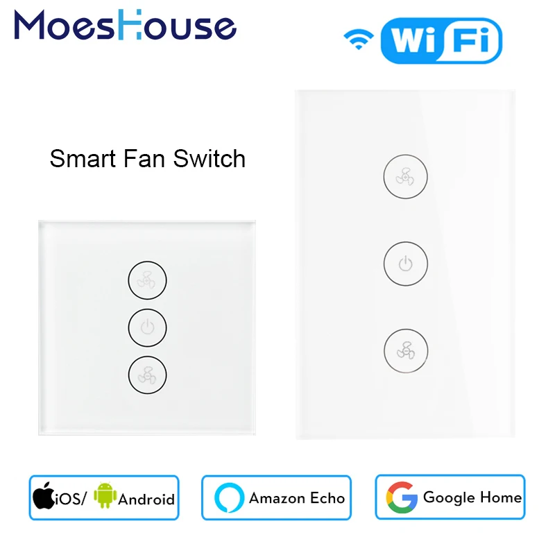 

WiFi Smart Ceiling Fan Switch APP Remote Timer and Speed Control Compatible with Alexa and Google Home No Hub Required US EU