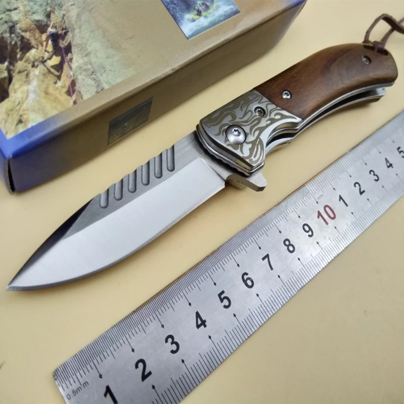 

KESIWO pocket folding knife D2 blade wood handle camping survival rescue knives outdoor flipper EDC kitchen fishing knife