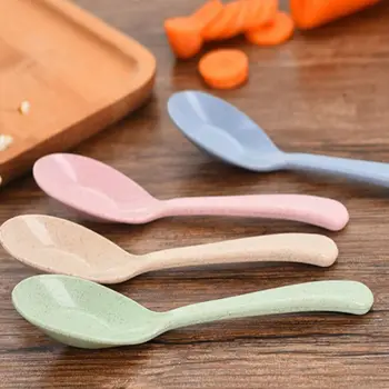 

16cm Wheat straw spoon Mini Children Rice Soup Spoons Eco-Friendly Healthy Tableware Home Kitchen Tools
