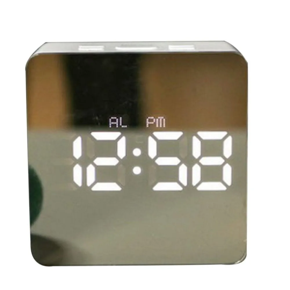LED Mirror Alarm Clock Digital Kids Desk Clock Wake Up Light Electronic ...