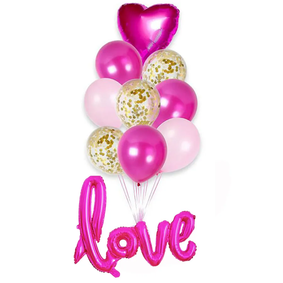 Розовое золото конфетти сердце фольги Воздушные шары любовь письмо свадьба и помолвка вечерние юбилей, вечеринка, украшение детский день поставки - Цвет: rose LOVE