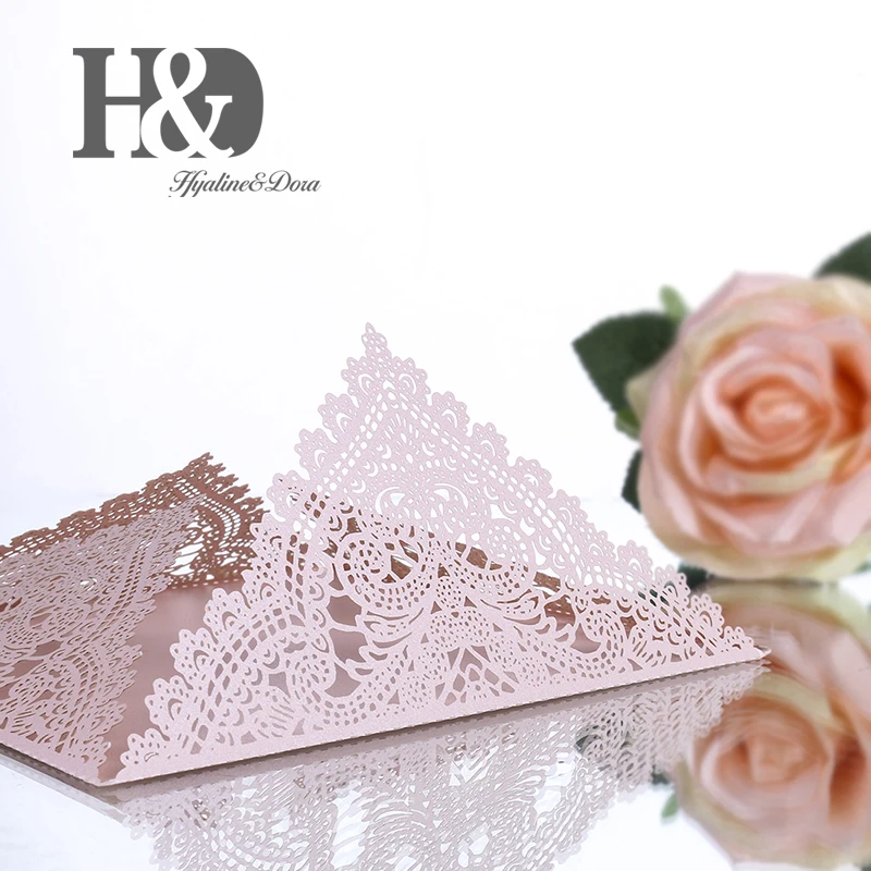H& D 24 шт винтажные свадебные пригласительные открытки с лазерной огранкой кружевной цветок для украшения свадебной вечеринки(Шампань