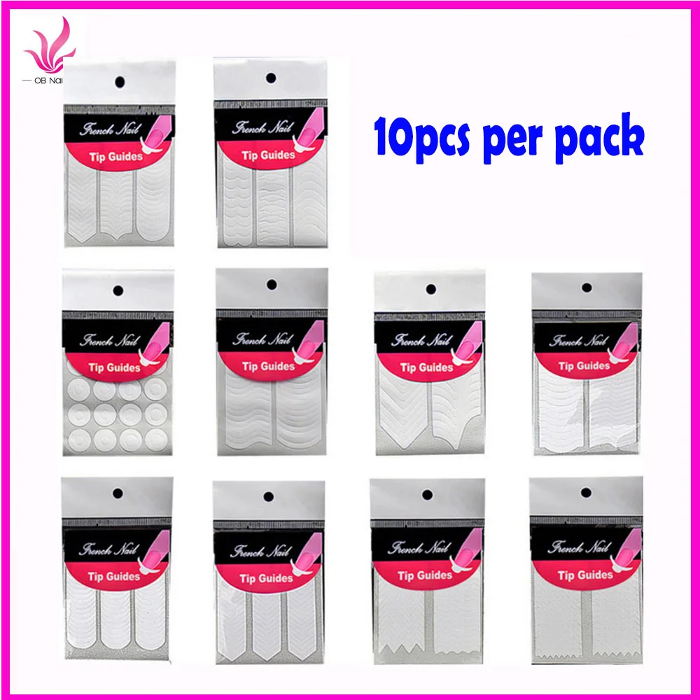 French tips Nail Sticker 10PCS/Lot Guide Tip Hollow Nail Stickers DIY