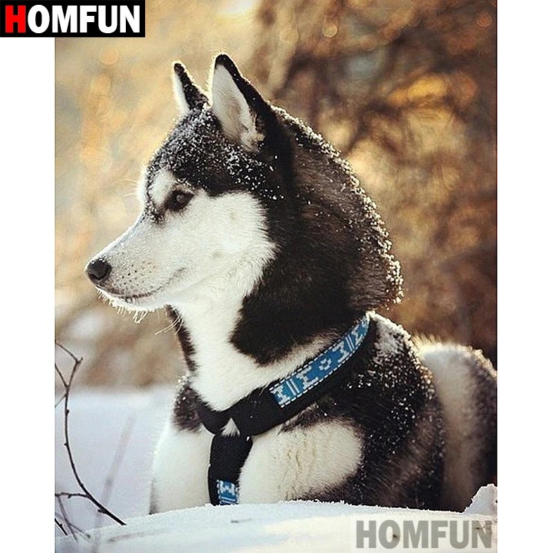HOMFUN Tam Kare yuvarlak Matkap 5D DIY Elmas Boyama hayvan K pek 