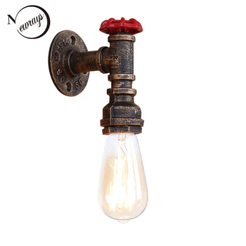 Steam punk Loft Industrial iron rust Water pipe retro wall lamps Vintage E27 LED sconce wall lights for living room bedroom bar wall lamps vintage led creative cage e27 sconce wall lights for living room bedroom bar 2 pcs vintage black loft iron wall lamp