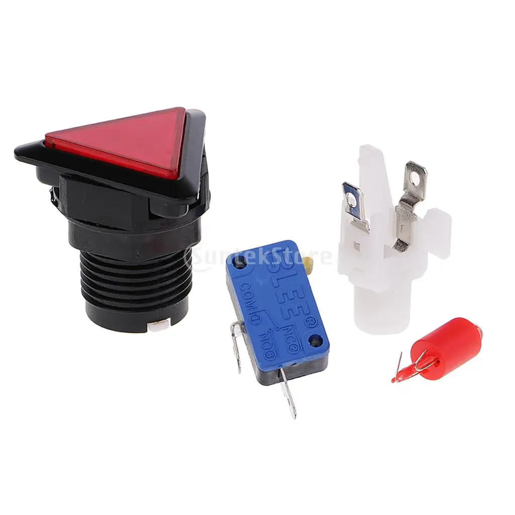 Triangle Arcade Game Machine Push Button with 12V led lamp illuminated 3.9x3.9cm
