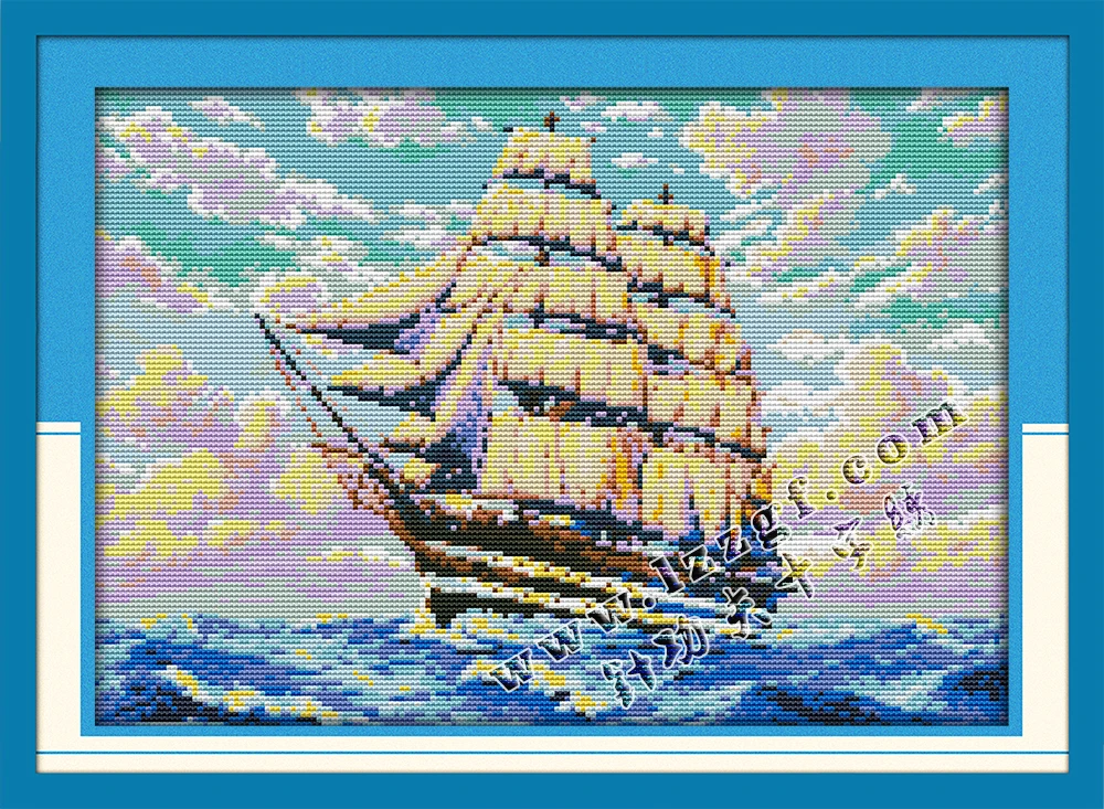 

Sailng Cross Stitch Landscape Needlework Diy Dmc Patterns Paintings Canvas For Embroidery Embroidery Kits Home Decor