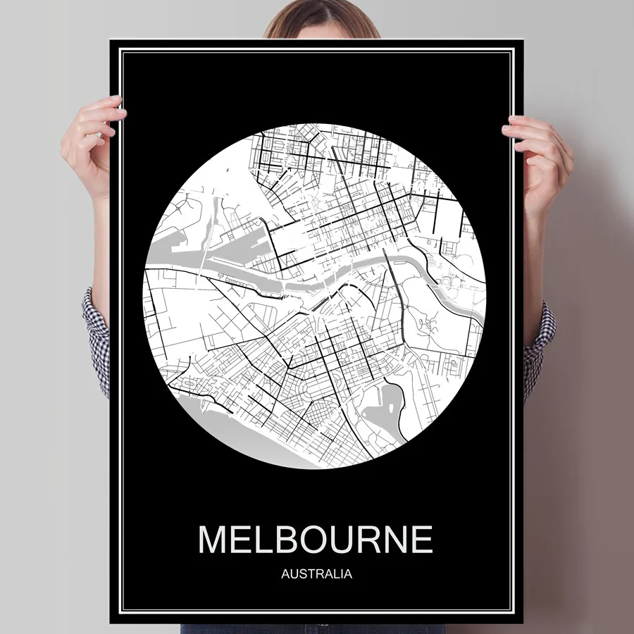 

MELBOURNE Australia Abstract World City Map Print Poster Print on Paper or Canvas Wall Sticker Bar Cafe Living Room Home Decor