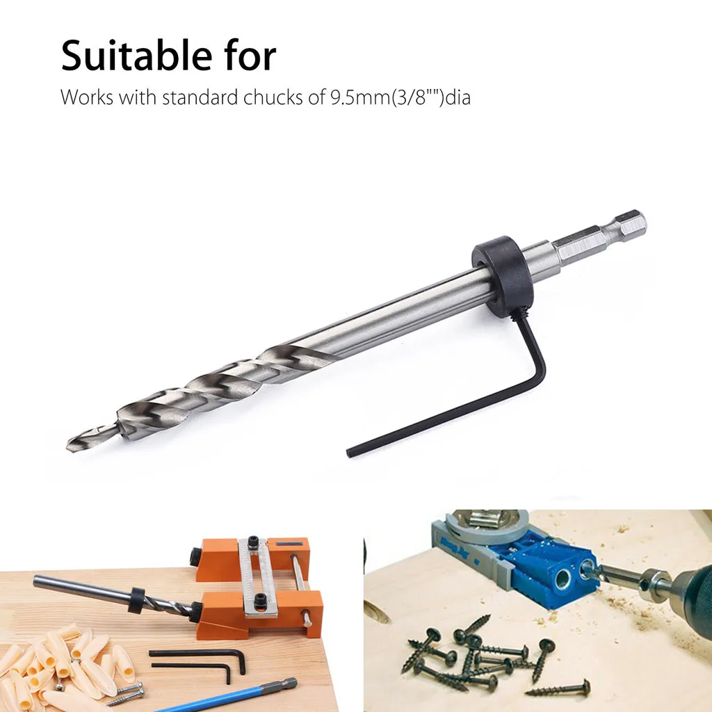 

Pocket Hole Jig Step Drill Woodworking Joinery For Wood Drilling 3/8inch 9.5mm