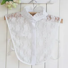 Mantieqingway модный кружевной Печатный Поддельный Воротник для женщин черный/белый Съемная рубашка блузка с лацканами Топы свитер с фальшивым воротничком