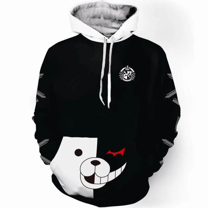 Унисекс Danganronpa Monokuma весна осень мультфильм аниме 3D Принт толстовки Толстовка