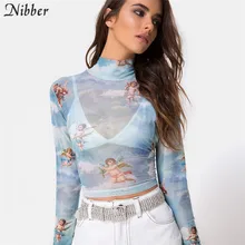 Nibber/Летний милый укороченный топ с Амуром, женские футболки, Весенняя мода, милая Повседневная водолазка с коротким рукавом, футболка