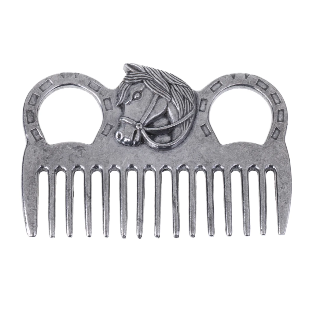 Stainless Steel Horse Pony Grooming Comb Tool  Metal Curry Brushing Cleaning Tool Equestrian 6
