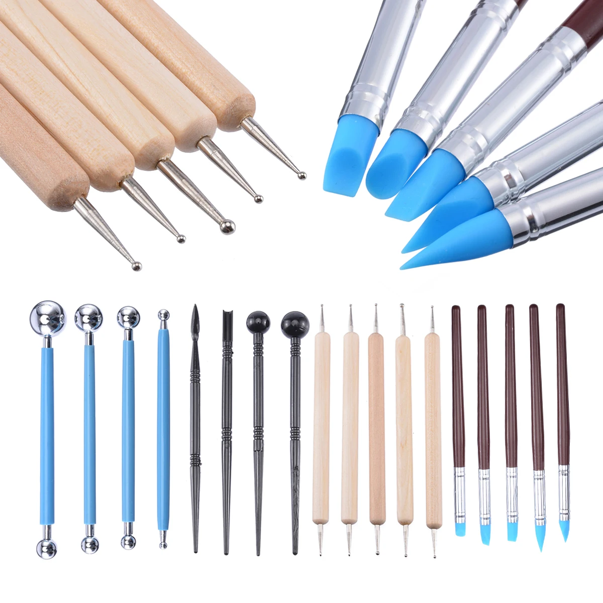 18pcs Clay Sculpting Carving Pottery Tools Polymer Modeling DIY Sculpture Slime Playdough Tool Embossing Nail Art Sculpting Tool
