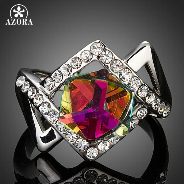 

AZORA Latest Brand Design White Gold Color With Gradiente Stellux Austrian Crystal Ring TR0121