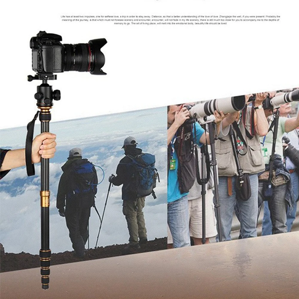  Beike QZSD Q666C Professional Carbon Fiber Tripod Monopod For Travel DSLR Camera Light Compact Port
