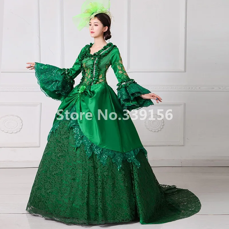 Green Victorian Lace Dress 18th Century 