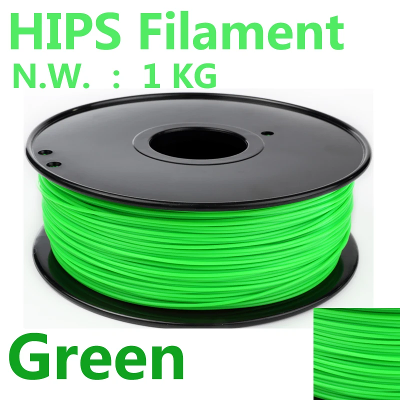 

Green color 1.75mm HIPS 3d printer filament PinRui Brand 1Kg HIPS filamento impressora 3d printer wire FDM HIPS 3d filament