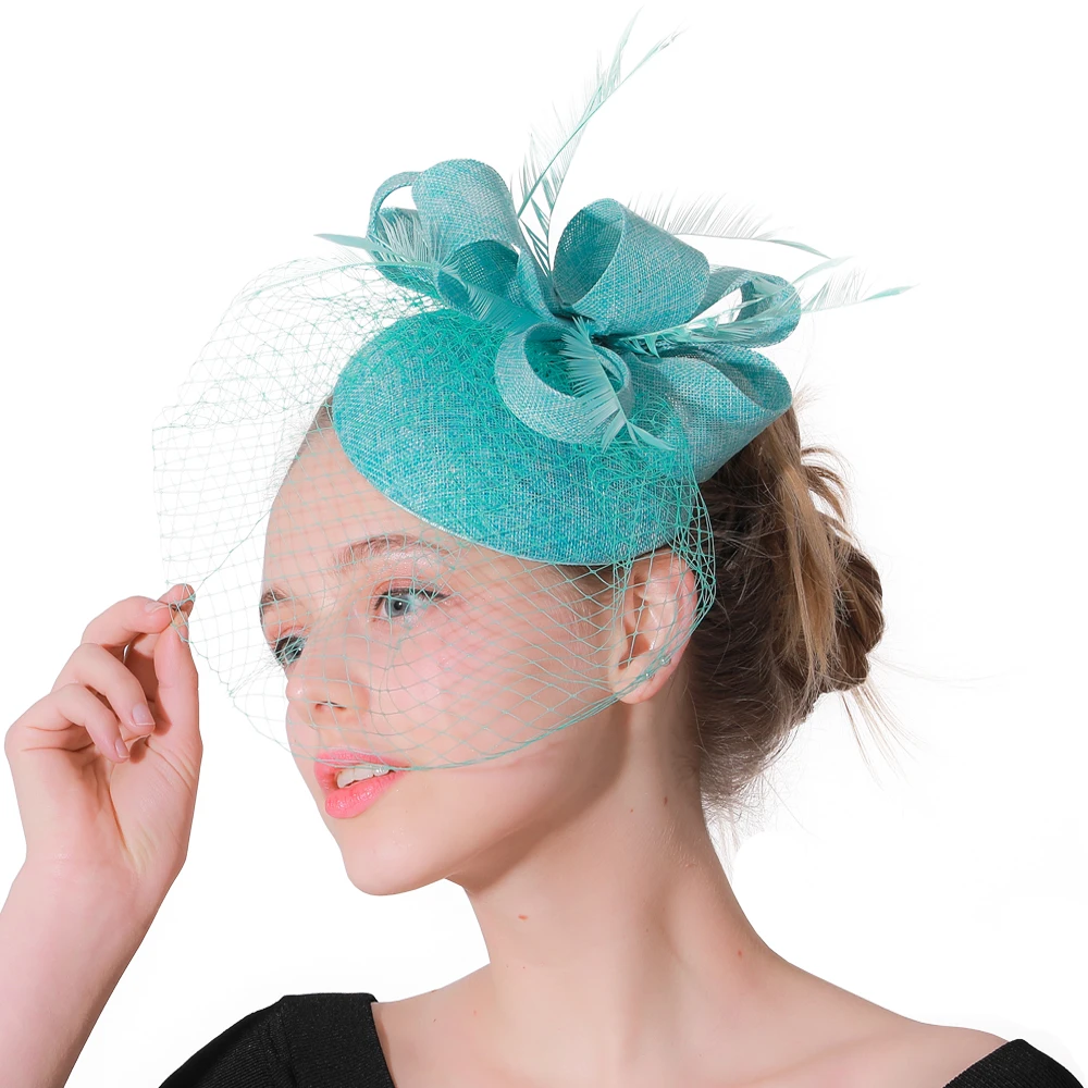 

Classic Mesh Feather Women Hair Band Fascinator Church Hair Clips Elegant Ladies Hair Accessories For Race Wedding Party XMF113