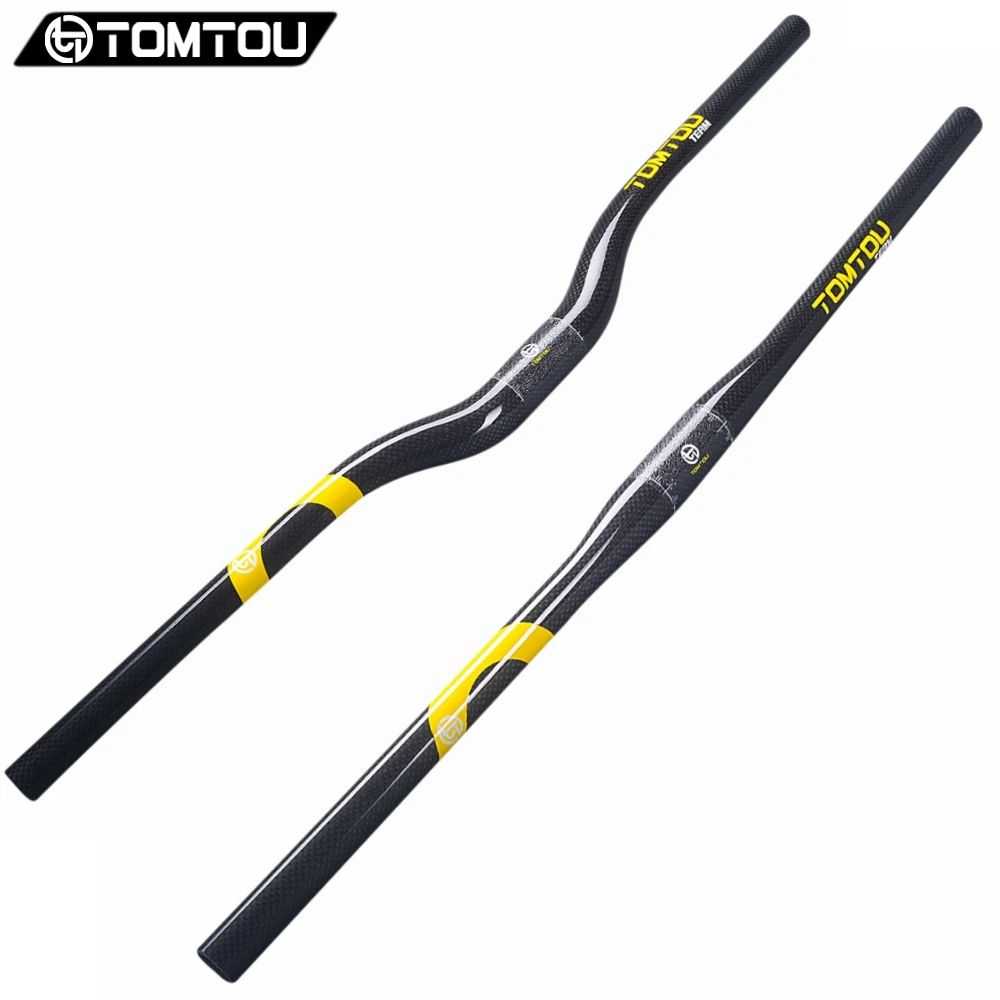 

TOMTOU Bicycle Handlebar 31.8mm Full 3K Carbon Fiber Mountain Bike Handlebars 600-760mm Riser/Flat MTB Handlebar Yellow - TC2T96